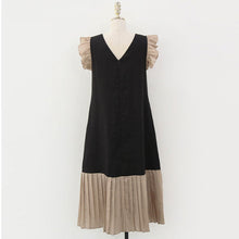 画像をギャラリービューアに読み込む, フリル裾プリーツ切り替えカジュアルロングワンピース