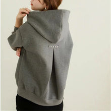 画像をギャラリービューアに読み込む, 5カラー裏起毛カジュアル無地フード付きゆるリラックスパーカー