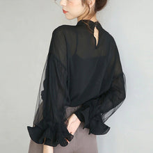 画像をギャラリービューアに読み込む, フリル裾レース切り替え無地コーデしやすいゆったり切り替えファッションシャツ・ブラウストップス