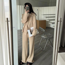 画像をギャラリービューアに読み込む, ボタン付きデザインニットトップス&カジュアルパンツセットアップ