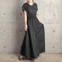 画像をギャラリービューアに読み込む, シンプルスタイルガウチョ蝶結び付き無地気質コーデしやすいロングデートワンピース