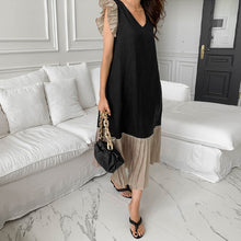 画像をギャラリービューアに読み込む, フリル裾プリーツ切り替えカジュアルロングワンピース