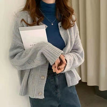 画像をギャラリービューアに読み込む, 3カラー選択ミニマリストスタイルファッションデザインスタイル無地気質カジュアルコーデしやすいニットアウター