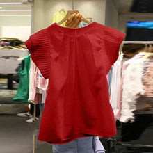 画像をギャラリービューアに読み込む, フリル裾フレンチ袖無地ブラウストップス