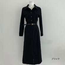 画像をギャラリービューアに読み込む, 通勤OLコーデ折ネックスリットワンピース(ベルト付き)
