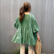 画像をギャラリービューアに読み込む, 7カラーフリル裾パフスリーブブラウストップス