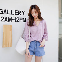 画像をギャラリービューアに読み込む, カジュアル無地ブラウストップスシャツ