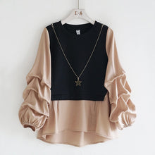 画像をギャラリービューアに読み込む, 4カラー選択デザインスタイルファッション切り替えゆったり着痩せ効果シャツ・ブラウス(飾り付き)