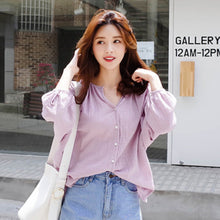 画像をギャラリービューアに読み込む, カジュアル無地ブラウストップスシャツ