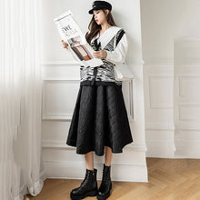画像をギャラリービューアに読み込む, ひし形チェック柄中綿Aラインスカート3カラー選択暖かいスカートボトムス