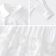 画像をギャラリービューアに読み込む, 2カラー選択無地長袖気質レースゆったり切り替え着痩せ効果カジュアルコーデしやすいシャツ・ブラウス