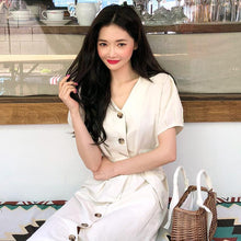 画像をギャラリービューアに読み込む, 無地フリル裾ボタン付きロングワンピース