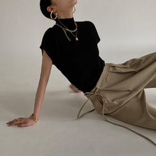 画像をギャラリービューアに読み込む, 3カラー選択無袖フレンチ袖無袖カジュアルコーデしやすいニットカジュアルトップス