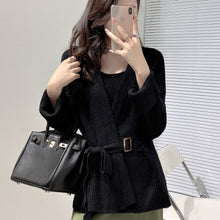 画像をギャラリービューアに読み込む, 3COLORS組み合わせやすいデザイン感ベルト付きニットアウター