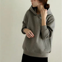 画像をギャラリービューアに読み込む, 5カラー裏起毛カジュアル無地フード付きゆるリラックスパーカー
