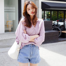 画像をギャラリービューアに読み込む, カジュアル無地ブラウストップスシャツ