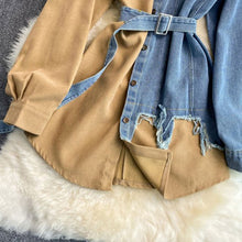 画像をギャラリービューアに読み込む, 配色切替デニムダメージデザインシャツトップス