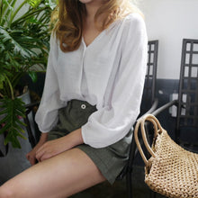 画像をギャラリービューアに読み込む, カジュアル無地ブラウストップスシャツ