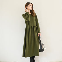画像をギャラリービューアに読み込む, 5COLORSシンプル無地ラウンドネックゆるリラックスロングワンピース