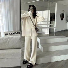 画像をギャラリービューアに読み込む, ボタン付きデザインニットトップス&カジュアルパンツセットアップ