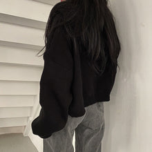 画像をギャラリービューアに読み込む, フード付きニットパーカーけだるい風アウター