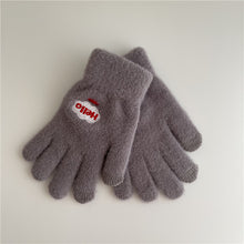 画像をギャラリービューアに読み込む, 【お得】ニット手袋暖かいかわいい冬小物笑顔プリント防寒対策タッチパネル対応