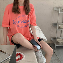 画像をギャラリービューアに読み込む, 4カラー選択ゆったり着痩せ効果半袖カジュアルコーデしやすいカジュアルTシャツ