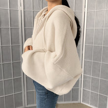 画像をギャラリービューアに読み込む, フード付きニットパーカーけだるい風アウター