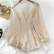 画像をギャラリービューアに読み込む, シースルーパフスリーブカーディガン日焼け対策アウター