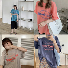 画像をギャラリービューアに読み込む, 4カラー選択ゆったり着痩せ効果半袖カジュアルコーデしやすいカジュアルTシャツ