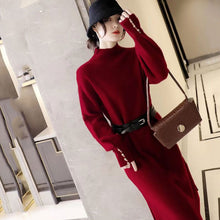 画像をギャラリービューアに読み込む, エレガントコーデ後ろボタン付きデザインニットワンピースデート通勤ワンピース(ベルト付き)