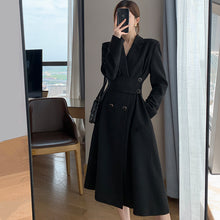 画像をギャラリービューアに読み込む, ボタン付きブラック折ネックデートワンピース