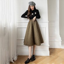 画像をギャラリービューアに読み込む, ひし形チェック柄中綿Aラインスカート3カラー選択暖かいスカートボトムス