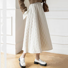 画像をギャラリービューアに読み込む, ひし形チェック柄中綿Aラインスカート3カラー選択暖かいスカートボトムス