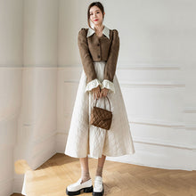 画像をギャラリービューアに読み込む, ひし形チェック柄中綿Aラインスカート3カラー選択暖かいスカートボトムス