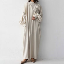 画像をギャラリービューアに読み込む, INS人気沸騰韓国風長袖ランタンスリーブゆったり着痩せ効果ロングカジュアルワンピース