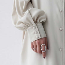 画像をギャラリービューアに読み込む, INS人気沸騰韓国風長袖ランタンスリーブゆったり着痩せ効果ロングカジュアルワンピース