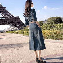 画像をギャラリービューアに読み込む, デニム半袖ワンピースベルト付きワンピース