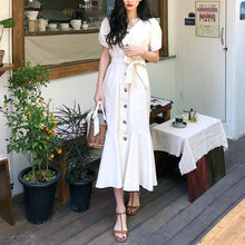 画像をギャラリービューアに読み込む, 無地フリル裾ボタン付きロングワンピース