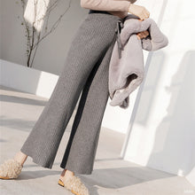 画像をギャラリービューアに読み込む, 3COLORS初秋新品ハイウエスト無地合わせやすいニットパンツ