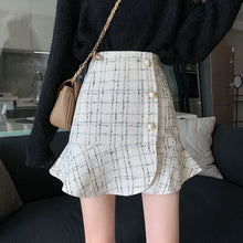 画像をギャラリービューアに読み込む, エレガントチェック柄ハイウエストAラインフィッシュテイルスカート