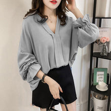 画像をギャラリービューアに読み込む, フラウンススリーブ無地シフォンブラウストップス