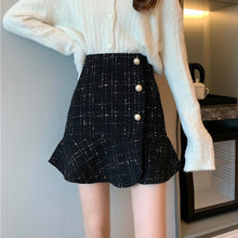 画像をギャラリービューアに読み込む, エレガントチェック柄ハイウエストAラインフィッシュテイルスカート