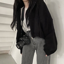 画像をギャラリービューアに読み込む, フード付きニットパーカーけだるい風アウター