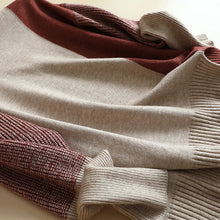 画像をギャラリービューアに読み込む, 3カラー安定感抜群ファッション配色ハイネックニットセーター