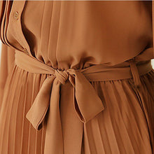 画像をギャラリービューアに読み込む, プリーツ無地デートワンピースベルト付きエレガント優雅ワンピース人気ワンピース