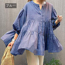 画像をギャラリービューアに読み込む, 7カラーフリル裾パフスリーブブラウストップス