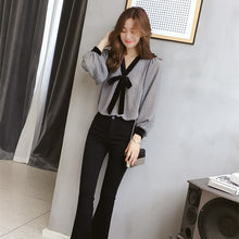 画像をギャラリービューアに読み込む, 蝶結びボウタイパフスリーブシャツ・ブラウストップス