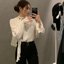 画像をギャラリービューアに読み込む, ギャザープリーツデザインフラウンススリーブブラウスシャツトップス