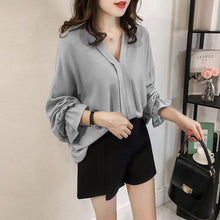 画像をギャラリービューアに読み込む, フラウンススリーブ無地シフォンブラウストップス